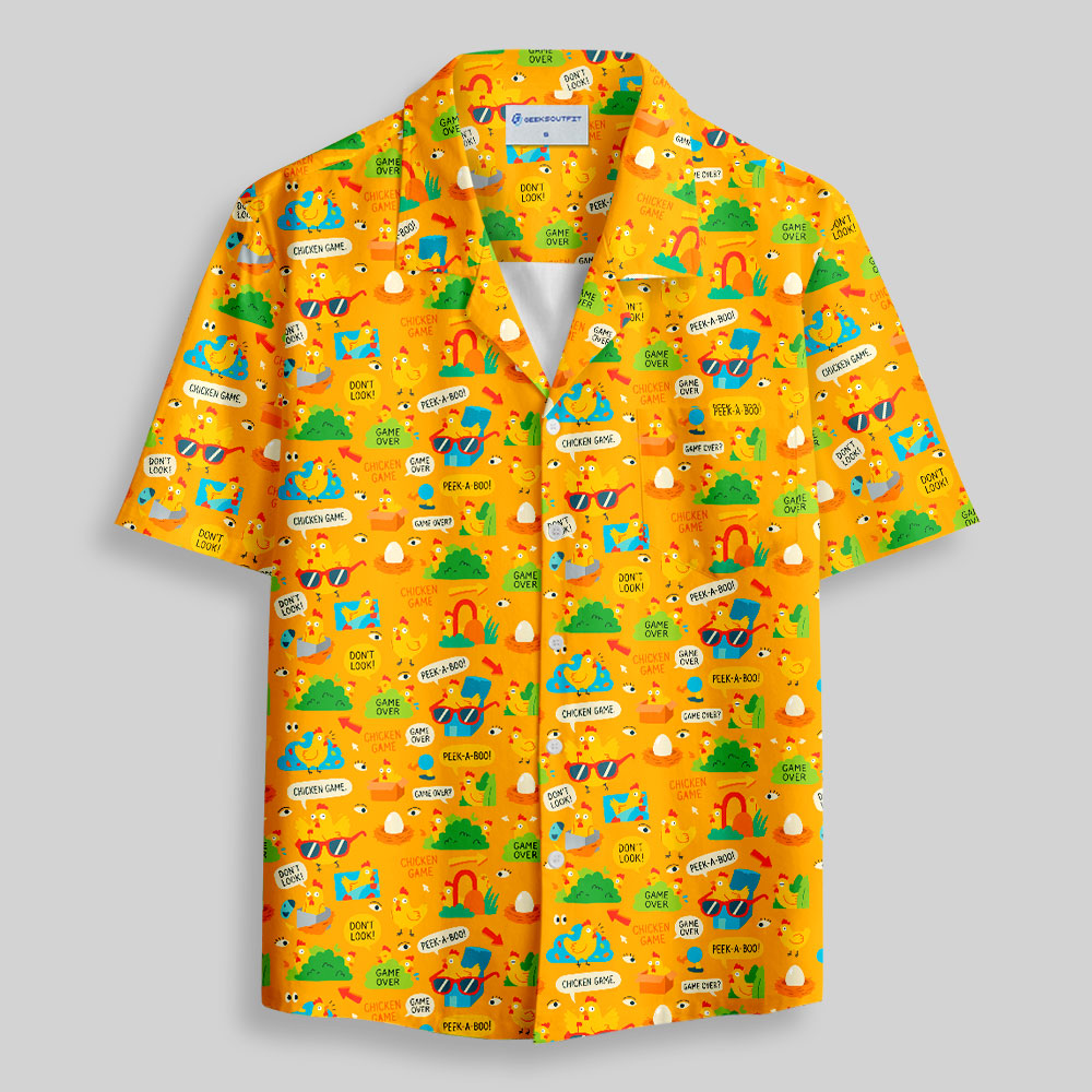 Chicken Game Chaotic Button Up Pocket Shirt