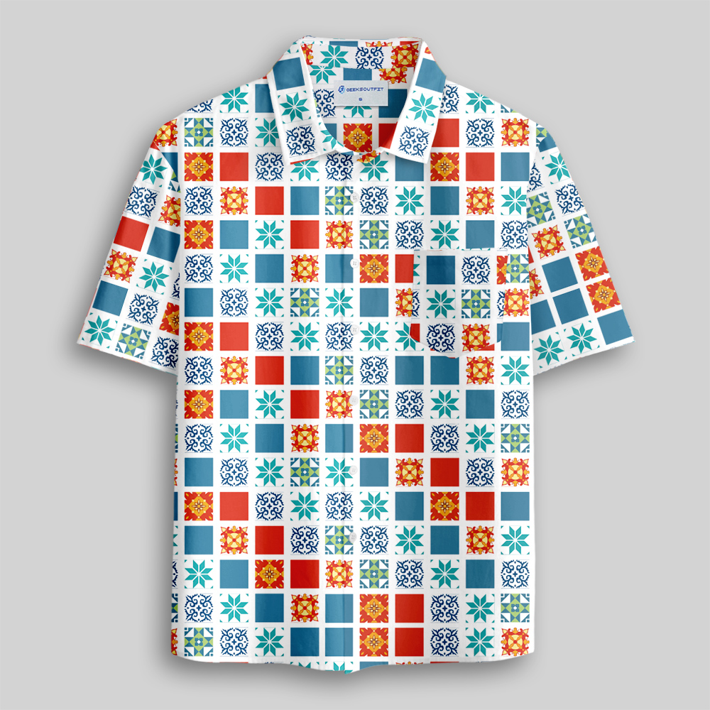 Play Grid Button Up Pocket Shirt