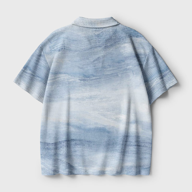 Blue Fibonacci Geek Crochet Polo Shirt