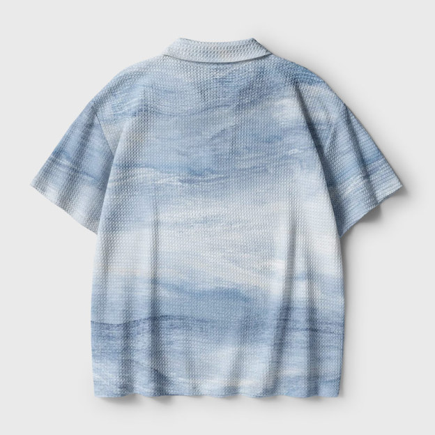 Blue Fibonacci Geek Crochet Polo Shirt