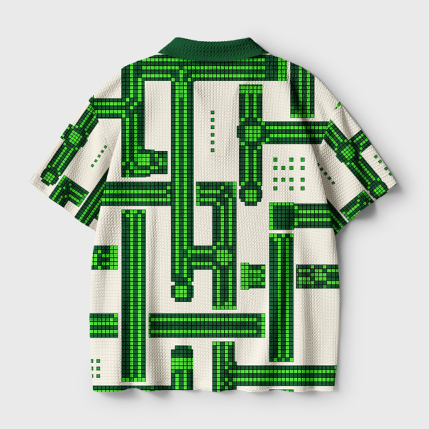 Green Matrix Geek Crochet Polo Shirt