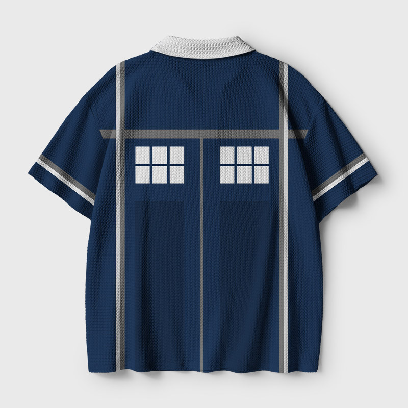 Blue Time Box Inspired Geek Crochet Polo Shirt