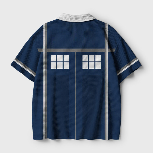 Blue Time Box Inspired Geek Crochet Polo Shirt