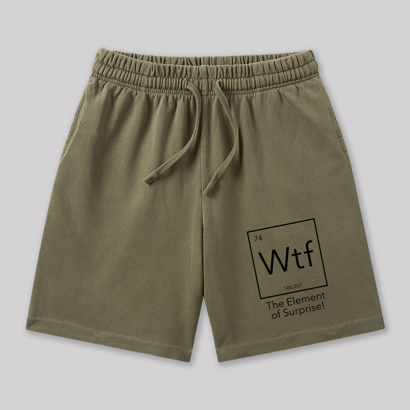 Wtf The Element of Surprise Geeky Washed Shorts