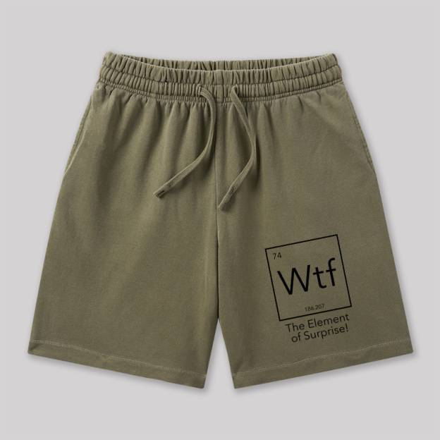 Wtf The Element of Surprise Geeky Washed Shorts