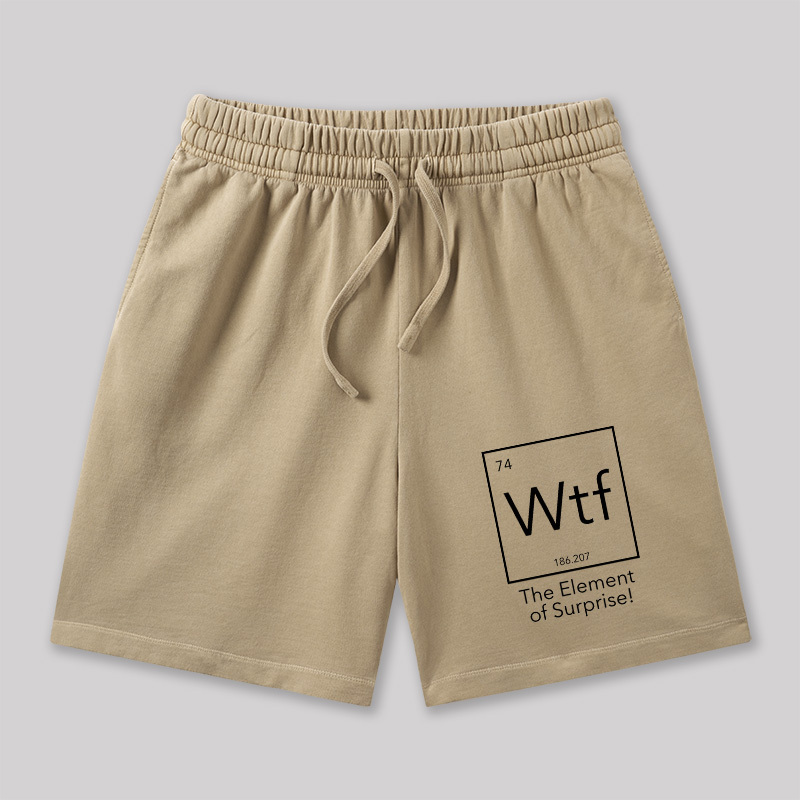 Wtf The Element of Surprise Geeky Washed Shorts