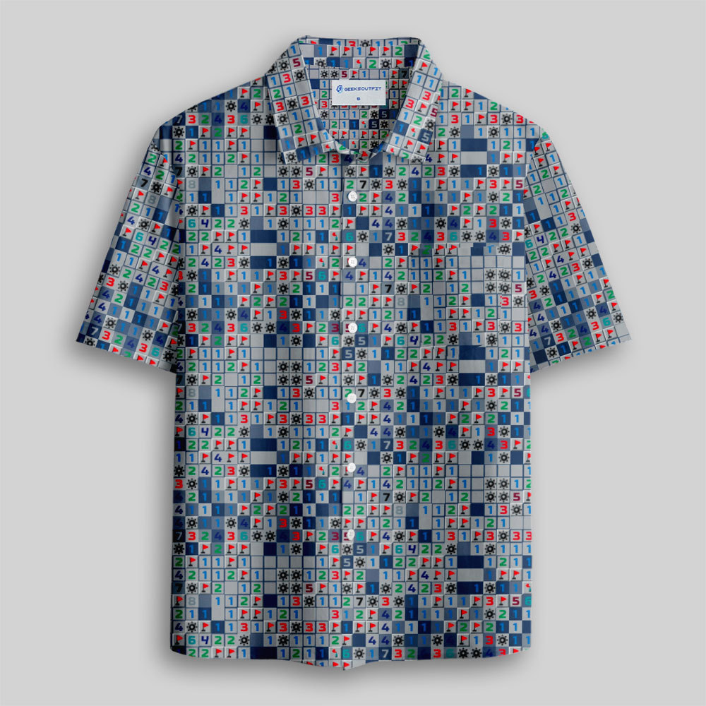 Retro PC Game Logic Puzzle Button Up Pocket Shirt