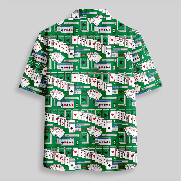 Vintage Desktop Card Game Button Up Pocket Shirt