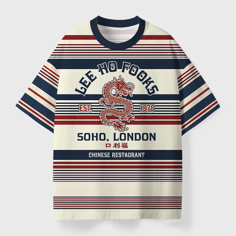 Lee Ho Fooks Restaurant Striped Geek Eco Oversized Graphic Tees