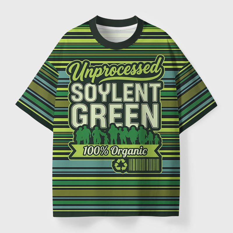 Vintage Soylent Green 100% Organic Striped Geek Eco Oversized Graphic Tees