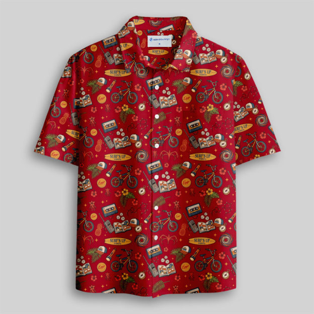 80s Mystery Squad Retro Icons Button Up Pocket Shirt