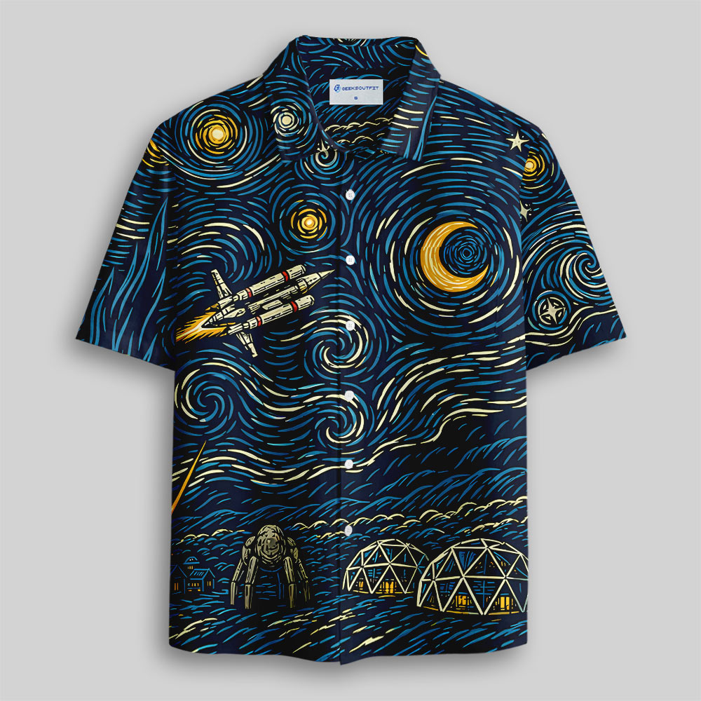 Starry Night Savior Galactic Mission Button Up Pocket Shirt