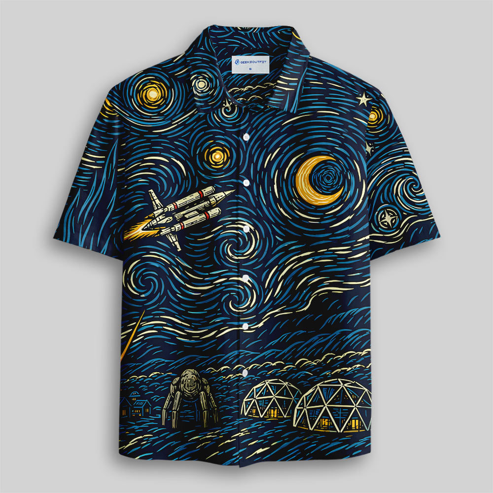 Starry Night Savior Galactic Mission Button Up Pocket Shirt