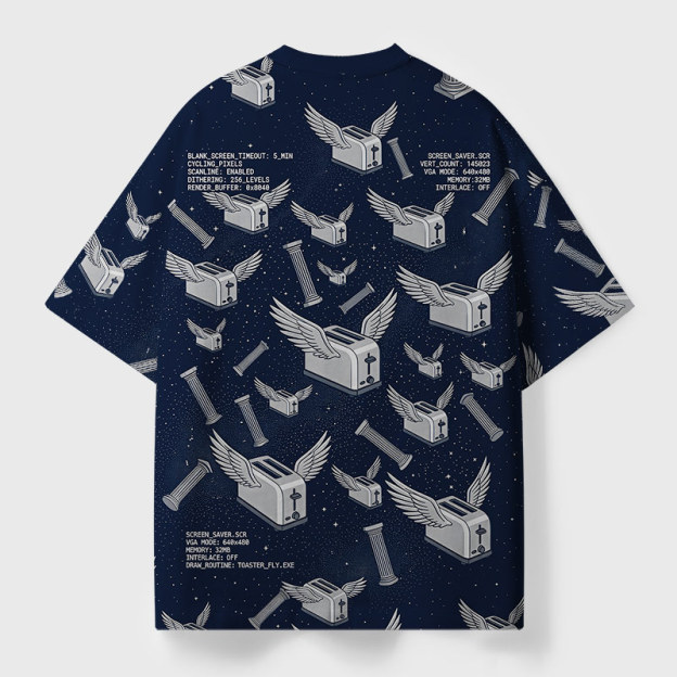 90s Screensaver Toaster Geek Eco Oversized Graphic Tees