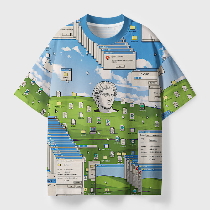 Windows XP Bliss Wallpaper Geek Eco Oversized Graphic Tees