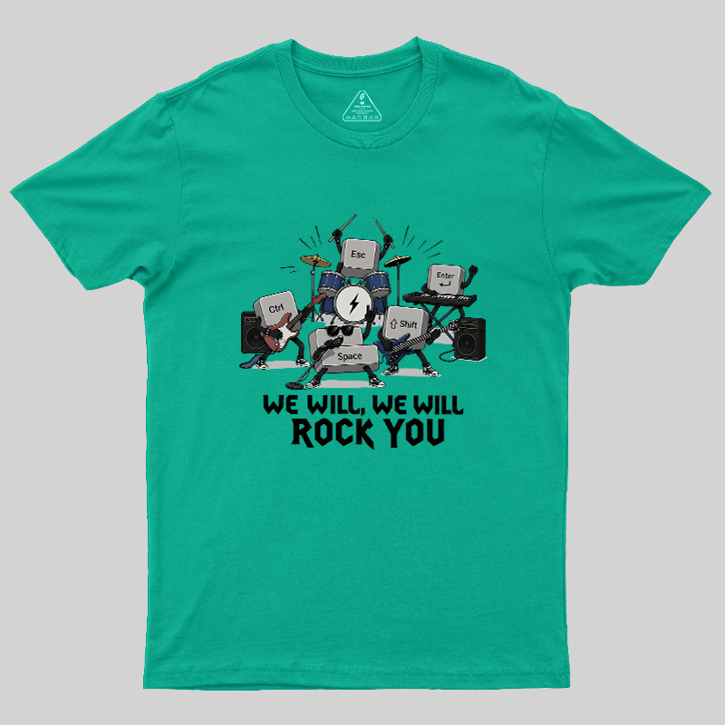 Keyboard Rock Band Print Geek T-Shirt