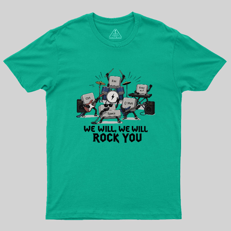 Keyboard Rock Band Print Geek T-Shirt