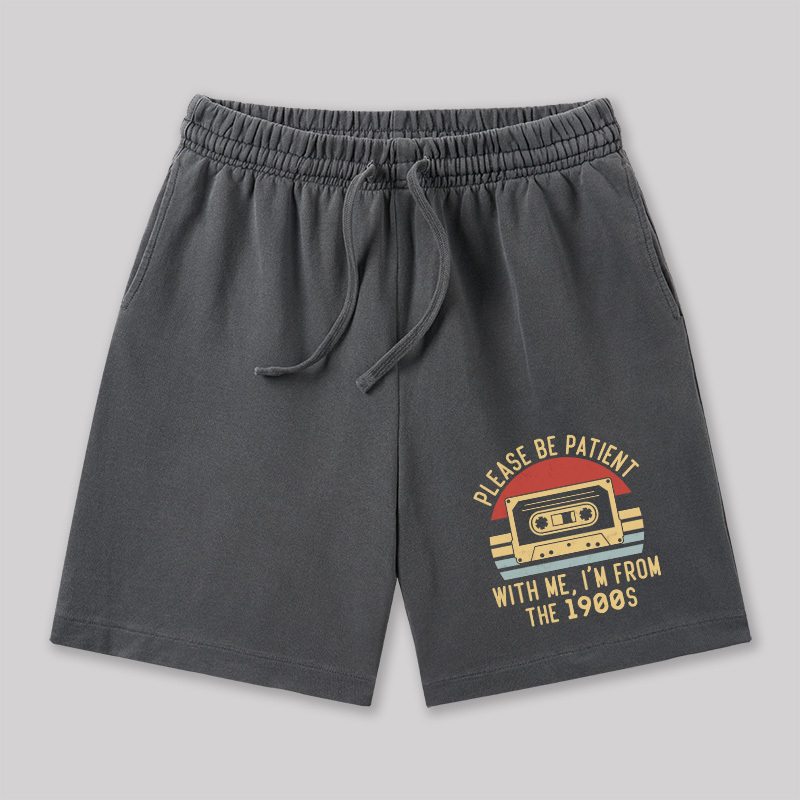 Please Be Patient with Me Im from the 1900s Geeky Washed Shorts