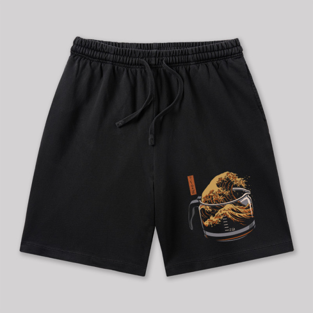 The Great Wave of Coffee Geeky Washed Shorts