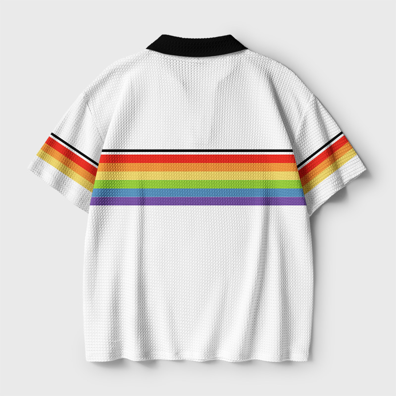 Retro Prism Rainbow Spectrum Geek Crochet Polo Shirt