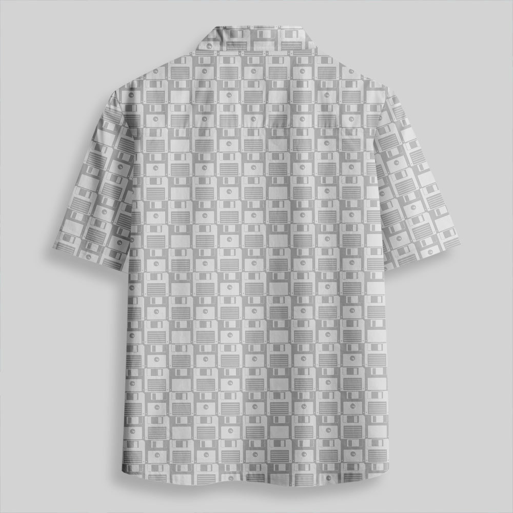 Computer Floppy Disk Button Up Pocket Shirt