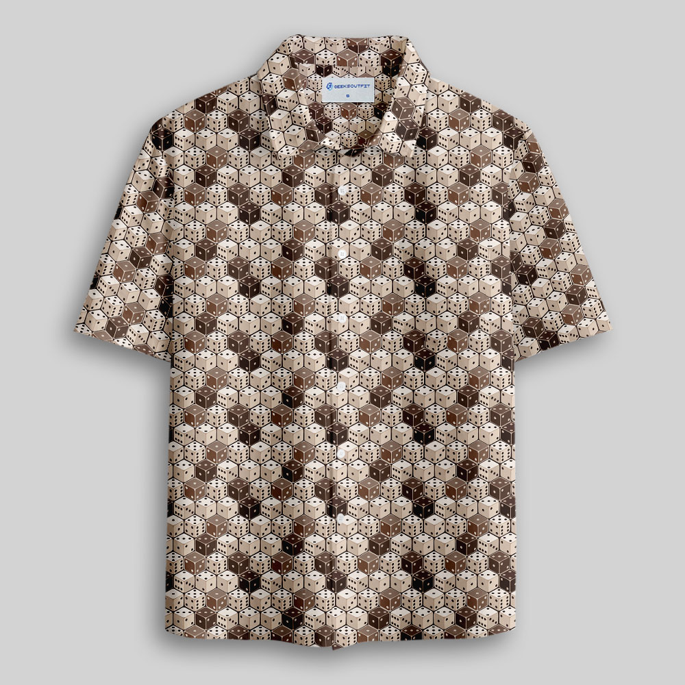 Board Game Dice Button Up Pocket Shirt