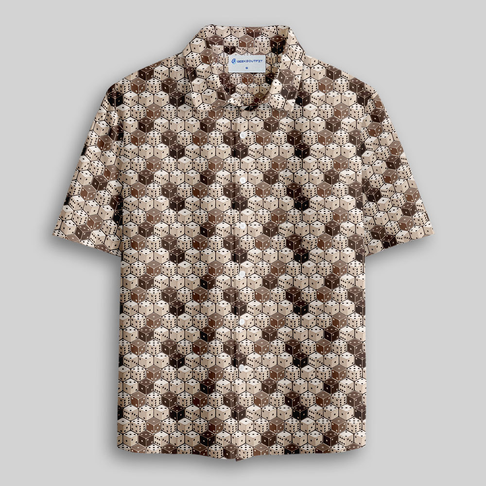 Board Game Dice Button Up Pocket Shirt