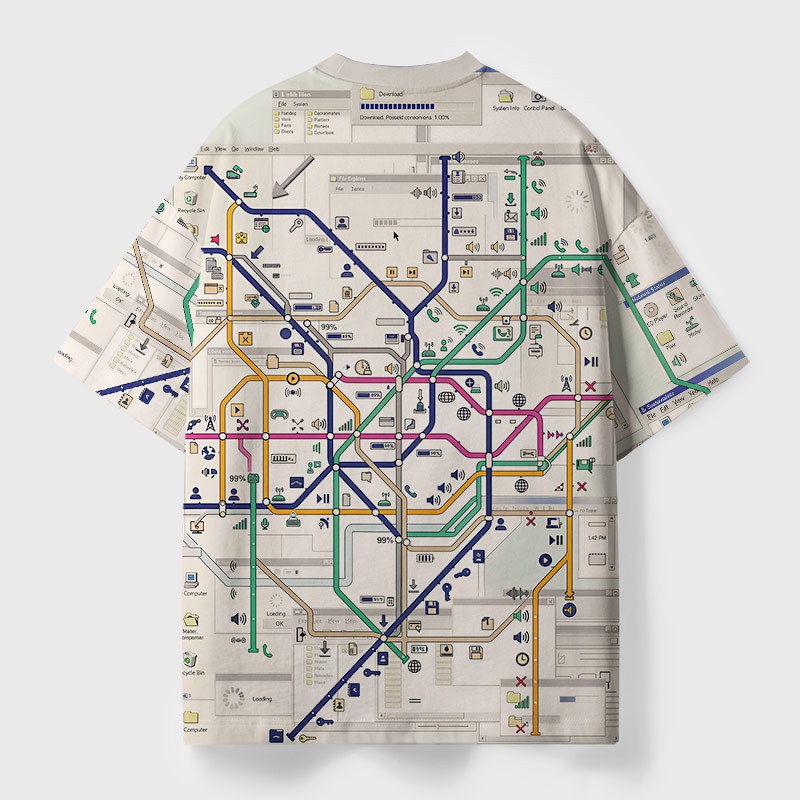 Desktop Subway Map Geek Eco Oversized Graphic Tees