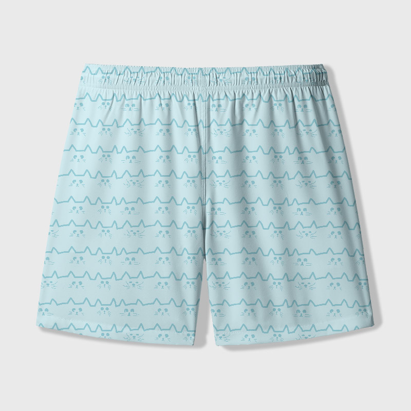 Cat Face Melody Geek Hawaiian Swim Trunks