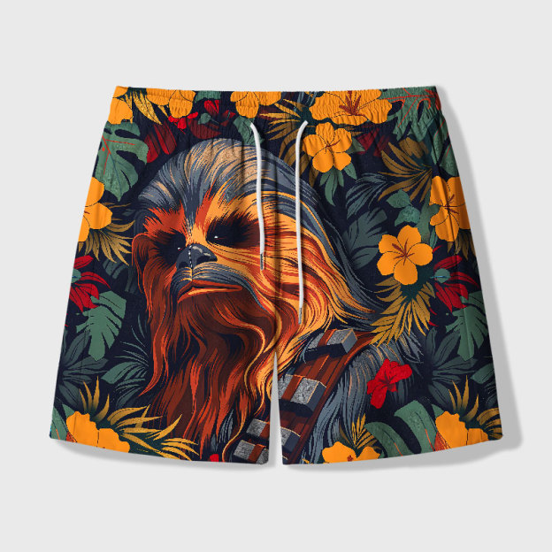 Chewie Flowers and Trees From Geek Hawaiian Swim Trunks