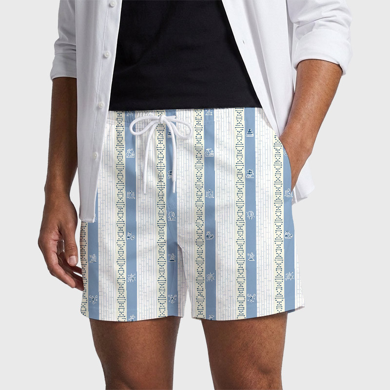 Molecular Strands Geek Hawaiian Swim Trunks