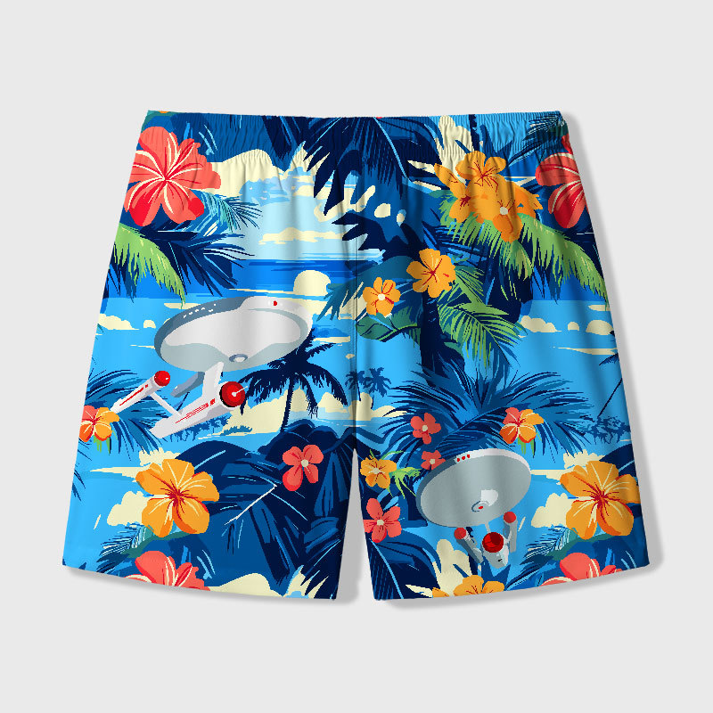 Scifi Spacecraft Geek Hawaiian Swim Trunks