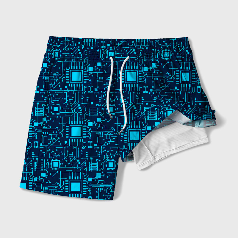 Technology Sense Circuit Board Geek Hawaiian Swim Trunks