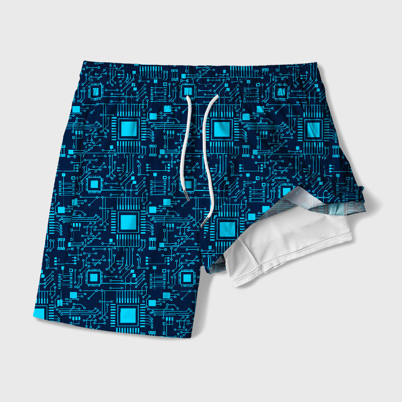 Technology Sense Circuit Board Geek Hawaiian Swim Trunks