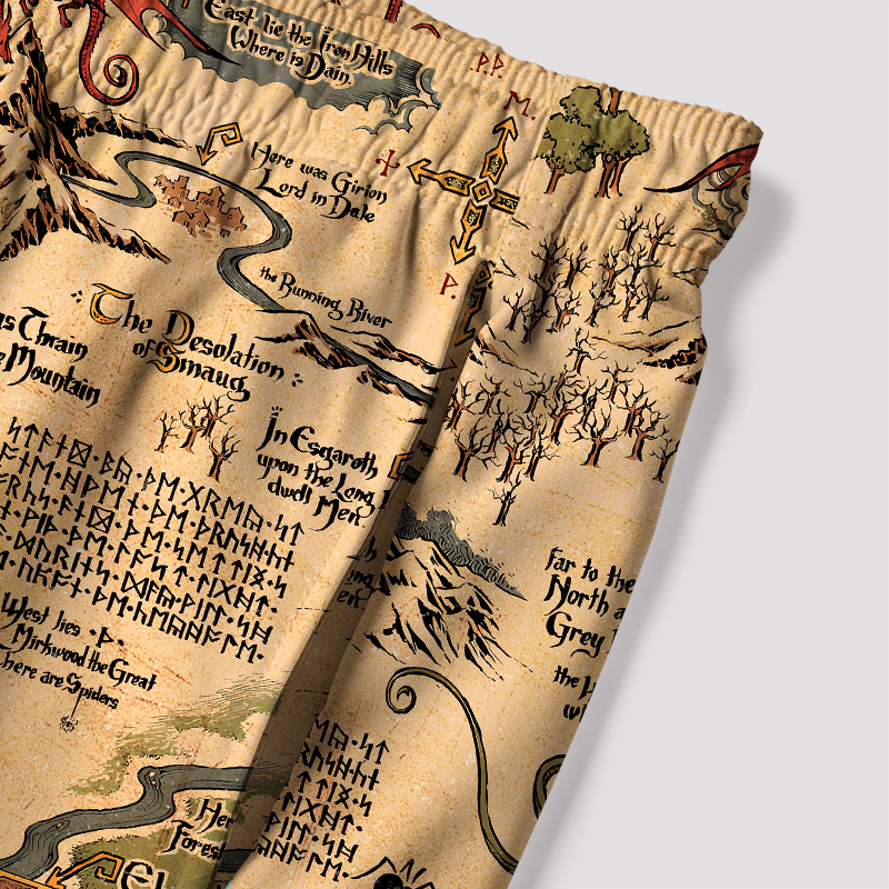 Medieval Science Fiction Map Geek Hawaiian Swim Trunks