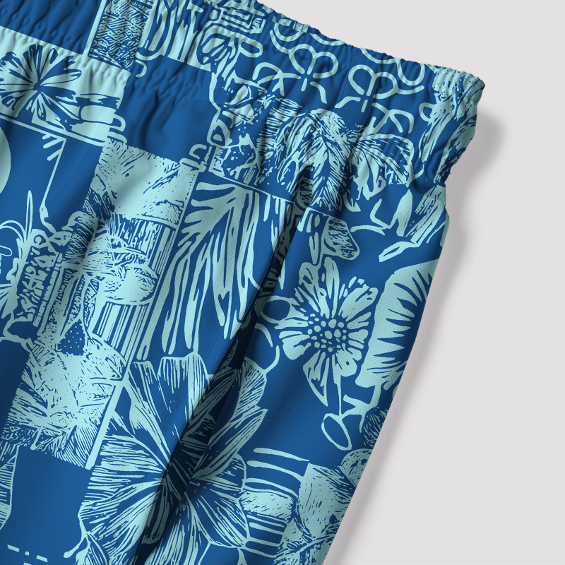 Don't Panic Blue Geek Hawaiian Swim Trunks