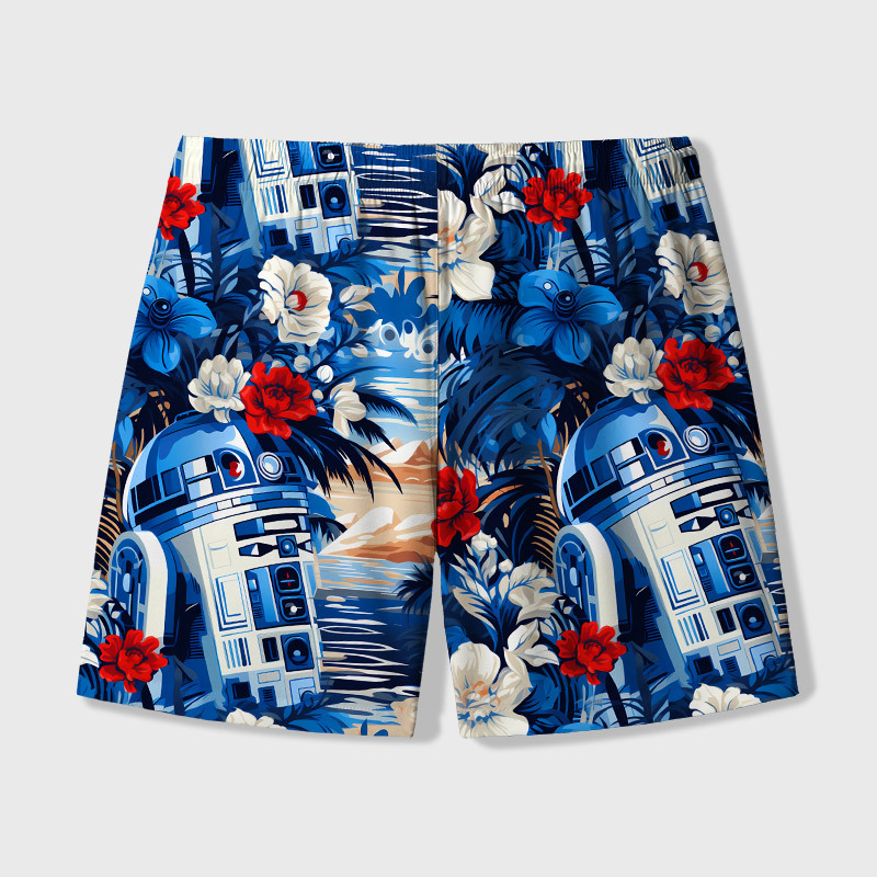 Robot Geek Hawaiian Swim Trunks