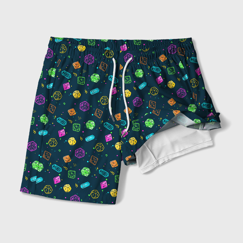 Colorful DND Dice RPG Geek Hawaiian Swim Trunks