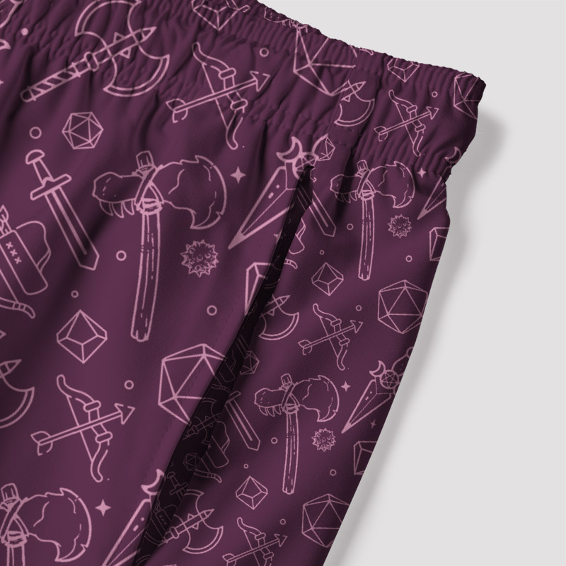 DND Medieval Weapons Geek Hawaiian Swim Trunks