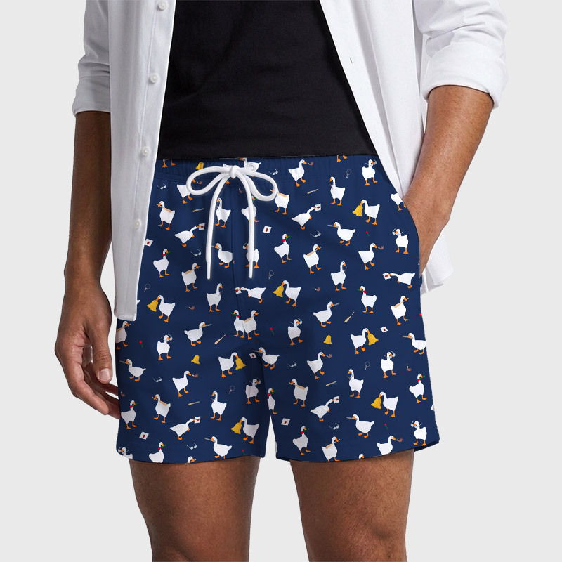 Goose Game Geek Hawaiian Swim Trunks