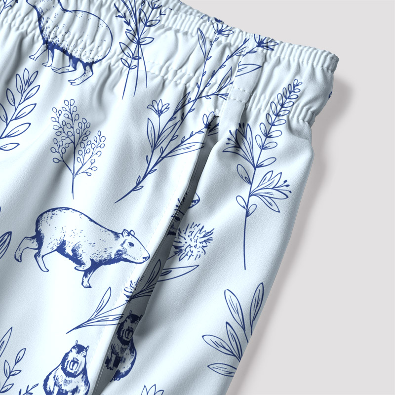 Capybara Geek Hawaiian Swim Trunks