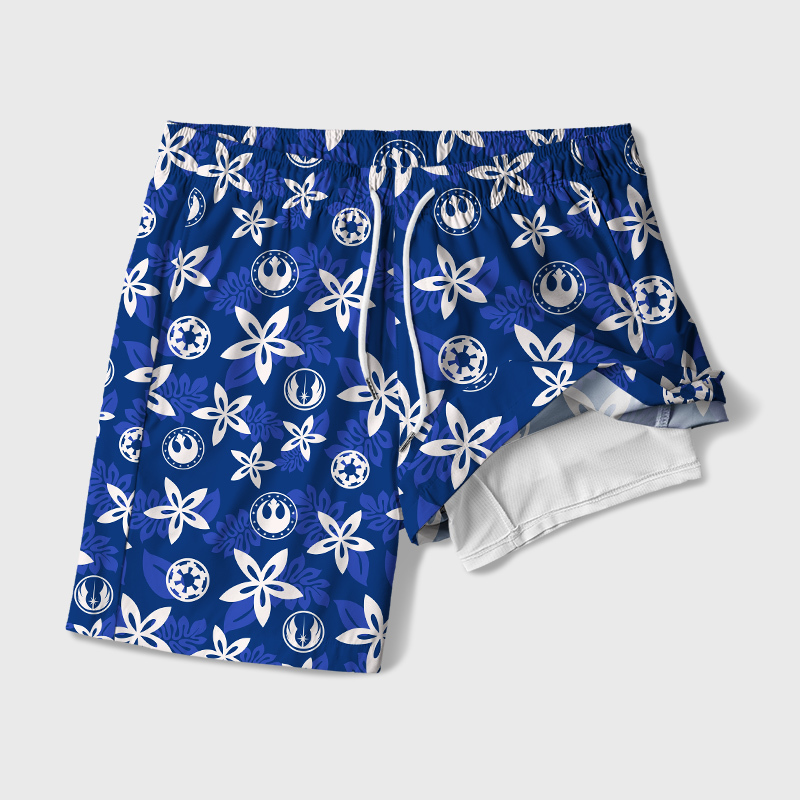 Rebel and Empire Blue Hawaii Geek Hawaiian Swim Trunks