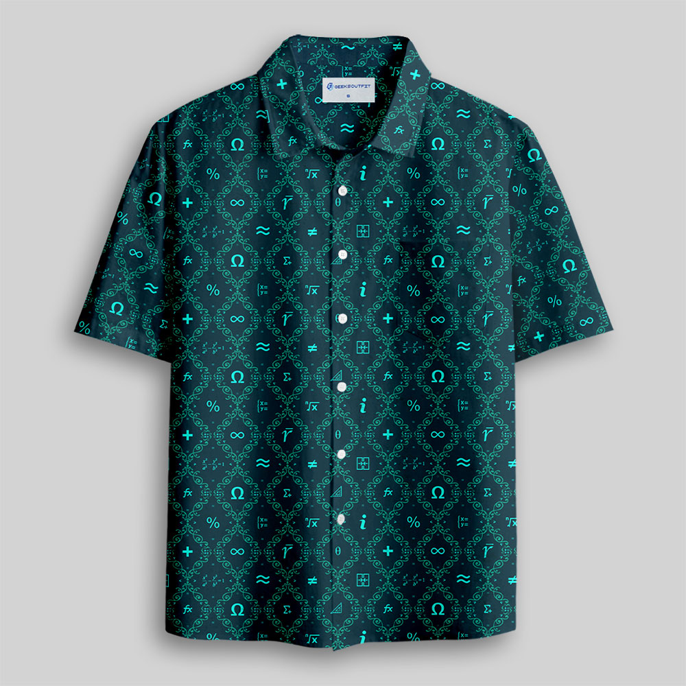 Mathematical Traditional Patterns Button Up Pocket Shirt