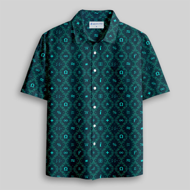Mathematical Traditional Patterns Button Up Pocket Shirt