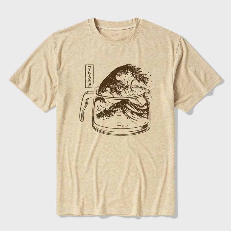 The Great Wave Of Caffeine Ultra Soft Heather Tee
