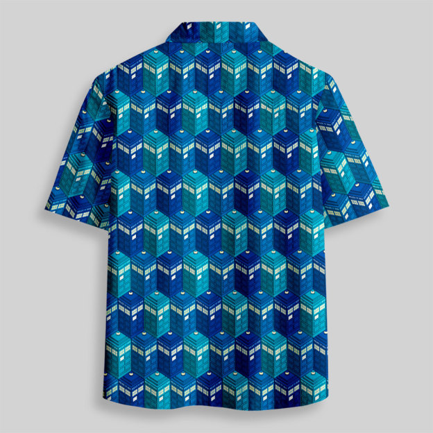 Blue Phone Booth Button Up Pocket Shirt
