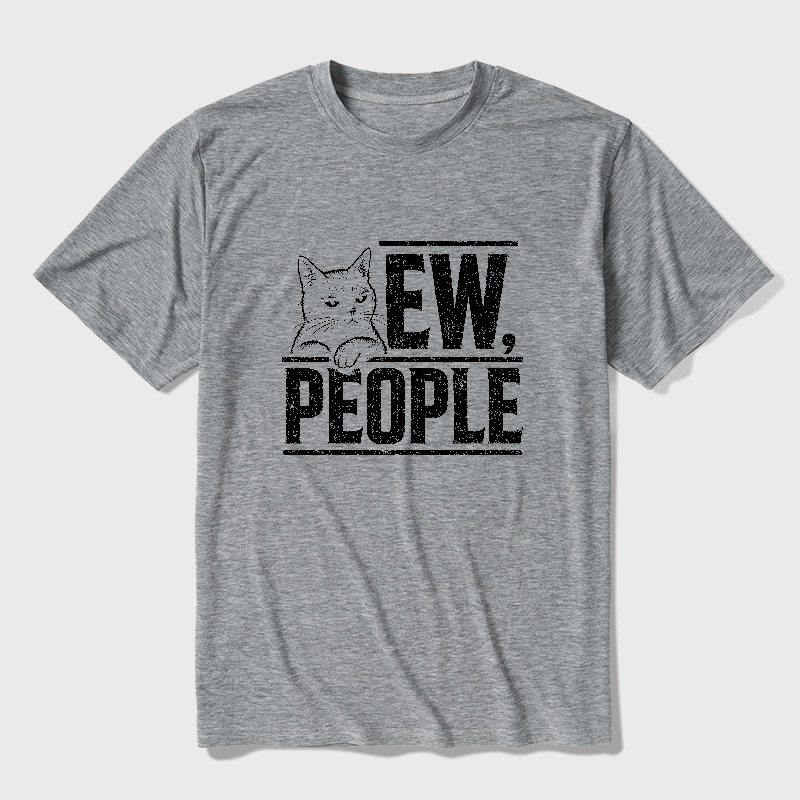 Ew People Funny Cat Ultra Soft Heather Tee