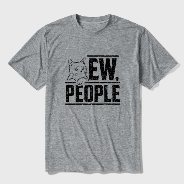 Ew People Funny Cat Ultra Soft Heather Tee