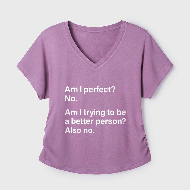 Am I Perfect No Geek Dolman Sleeve V-Neck Shirt