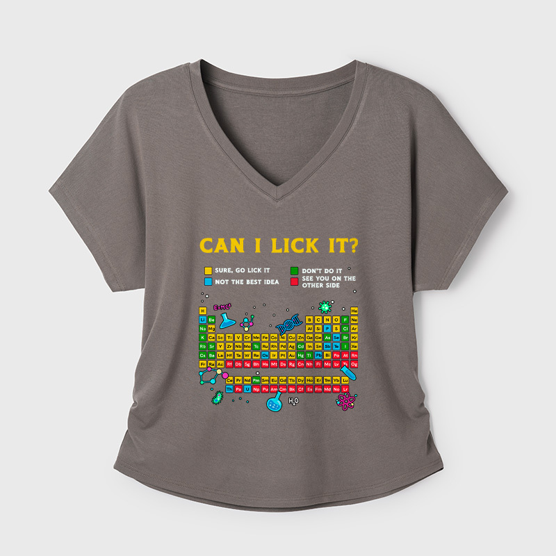 Can I Lick It Periodic Table Geek Dolman Sleeve V-Neck Shirt